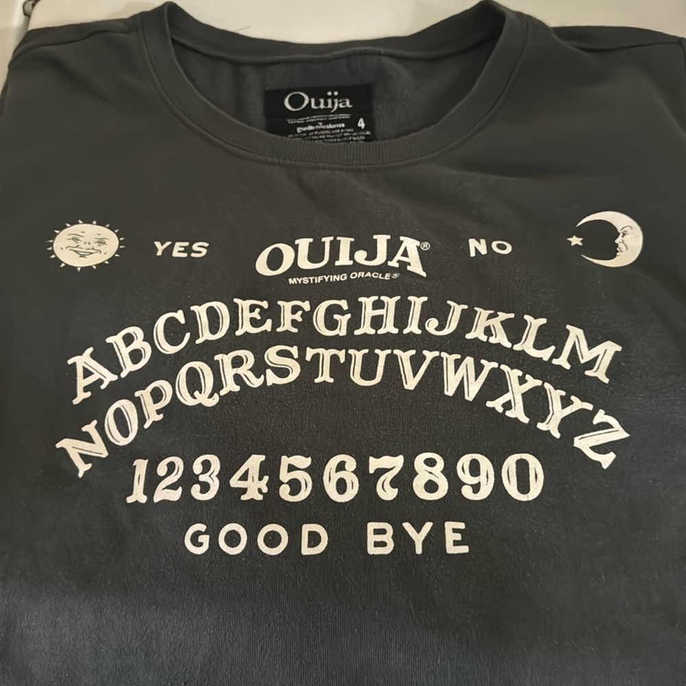 Ouija board themed crew neck sweatshirt